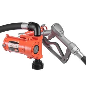 Fuel Transfer Pump, 12V DC 15 GPM, Cast Iron Diesel Transfer Pump Kit, with Manual Nozzle, Discharge Hose, Overheat Protection, Power Cable