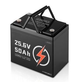 24V 50Ah LiFePO4 Lithium Battery, Bluetooth, Deep Cycle Lithium Rechargeable Battery, Built-in 30A BMS, Low Temp Protection, 4000+ Cycles, Max. 1
