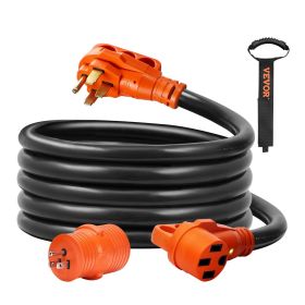15 ft RV Extension Cord, 50 Amp, Heavy Duty STW RV Power Cord, NEMA 14-50R Female NEMA 14-50P Male Plug, with LED Indicator Handle 15A Adapter